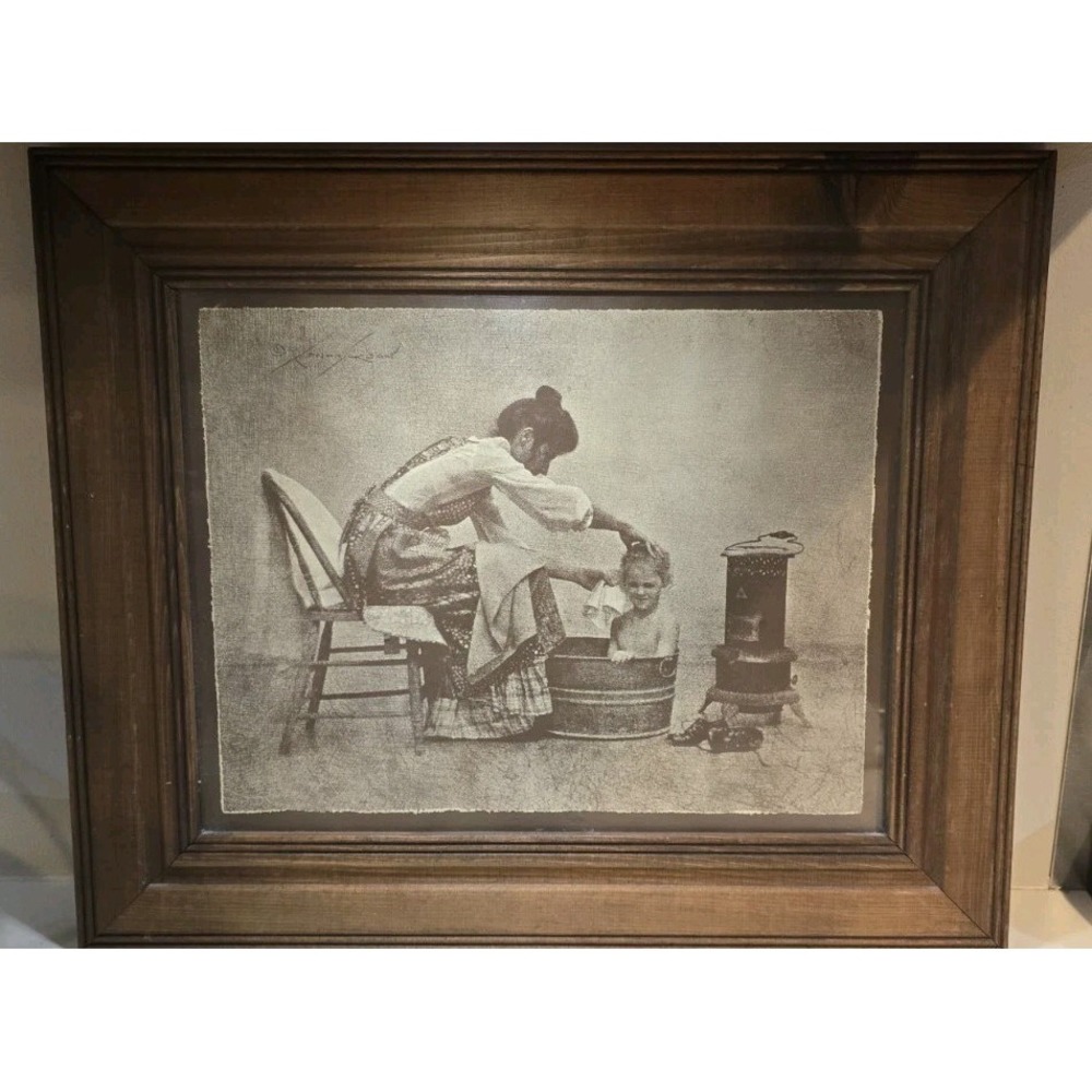 Krylow Signed Framed Realism Art Print, Figures, Landscape, 34/100